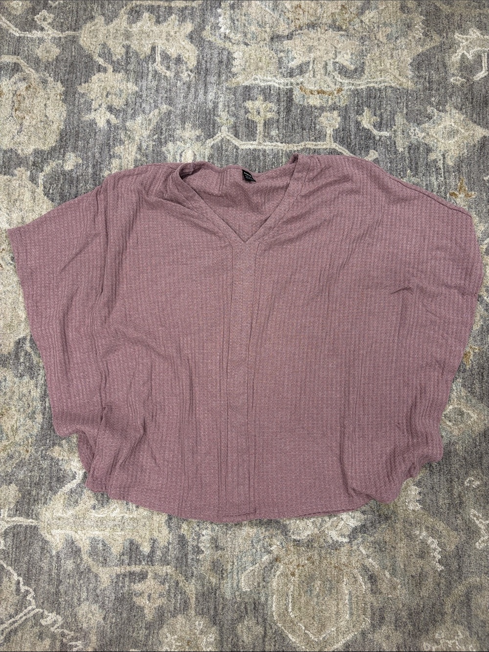 Women's V-Neck Ribbed Knit Top - Mauve
